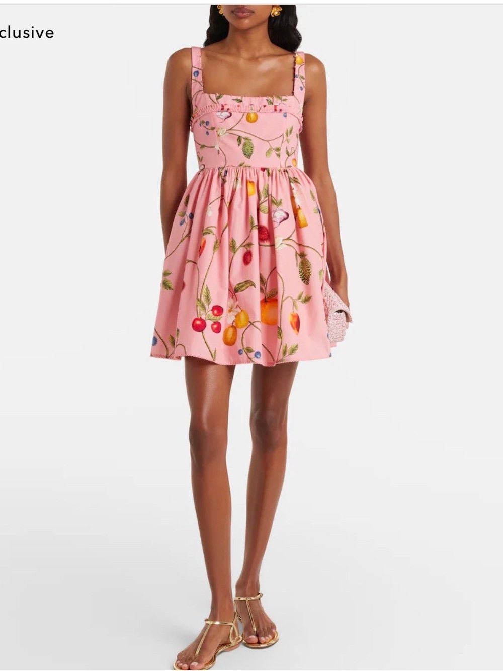 Agua Bendita Pink Fruit-Print Mini Dress